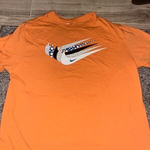 Nike Men's Orange and Blue Graphic Tee